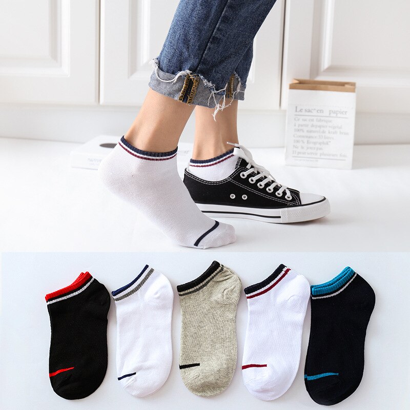 5 Pairs/Lot Men Mixed Color Cotton Socks Free Size Casual No Show Ankle Socks Male Summer Autumn Breathable Socks Men: Style 2