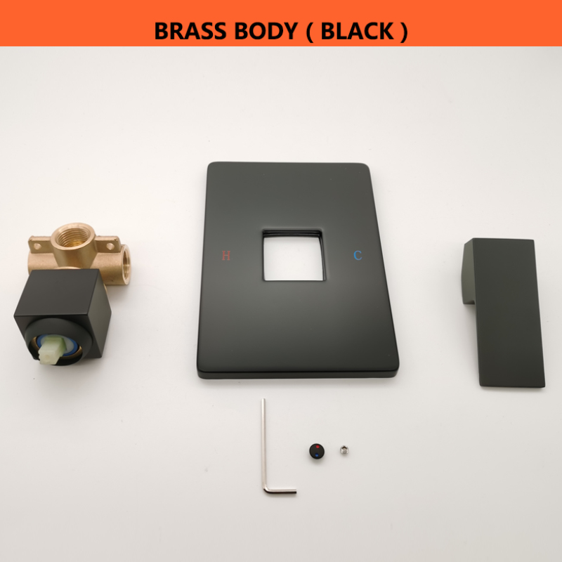 Matt Black Ultra Thin Square 8 Inch 304 Stainless Steel or ABS Top Shower Concealed In Wall Head Shower Set System: Body Only