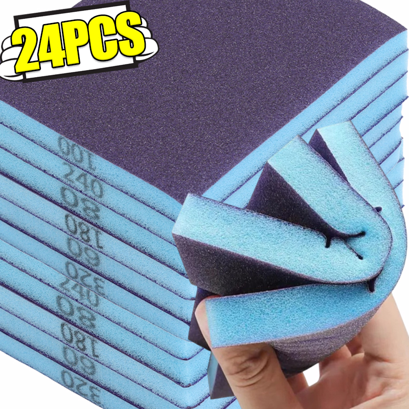 24/6x Schuurspons Polijstspons Blok Schurende Handschuurmachine Spons Schuurpapier Metaal Hout Glas Nat Droog Schuurpads Schurend