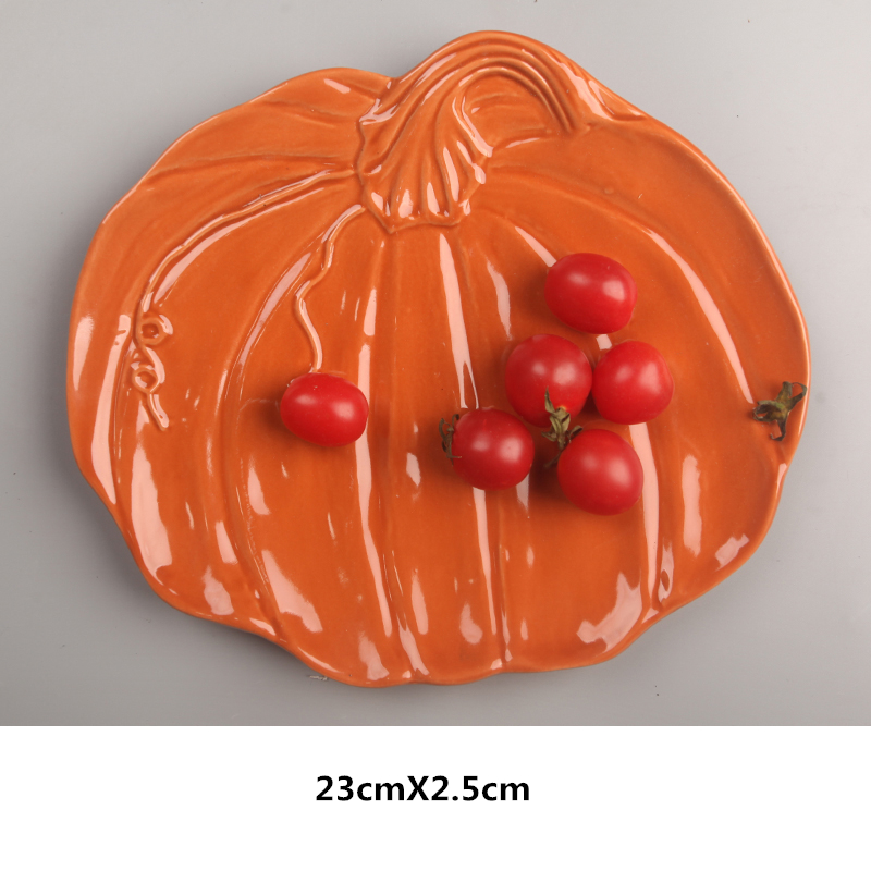 1Pcs ceramic plate Halloween party picnic supplies irregular pumpkin shape steak salad dessert cake storage tray