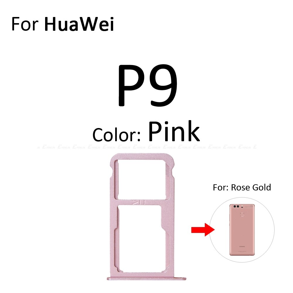 Sim Card Socket Slot Tray Reader Holder Connector Micro SD Adapter Container For For HuaWei P9 P8 Lite: For P9 Pink