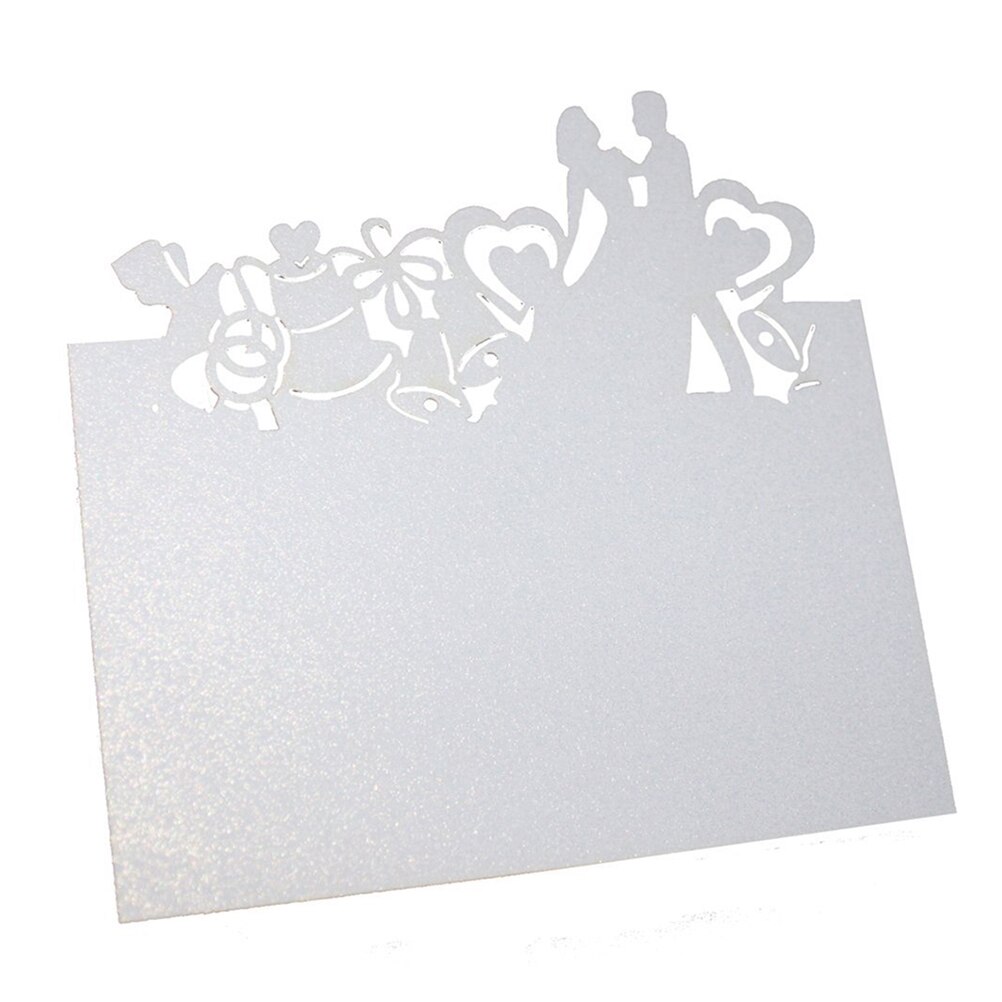 50PCS Paper White Table Card Heart Hollowed Table Namecard Table Cards Place Cards Wedding Guests Banquet Party Favors: Type G