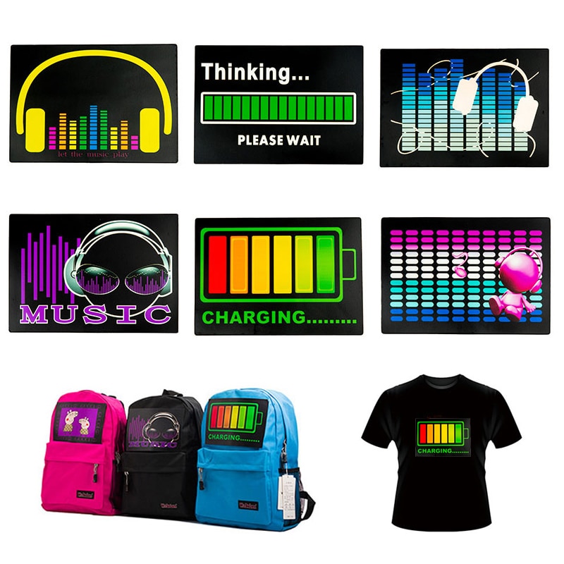 Kleding Schooltas Stickers Lichtgevende Gloeiende Speelgoed Voice-Activated Accessoires Spreken Heldere T-shirt Multi-Functie Music Control