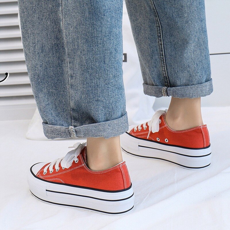 Canvas Dames Schoenen Hoge Platform Sneaker Vrouw Casual Sneakers Dames Trainers Chunky Sneakers Vrouw Wandelschoenen