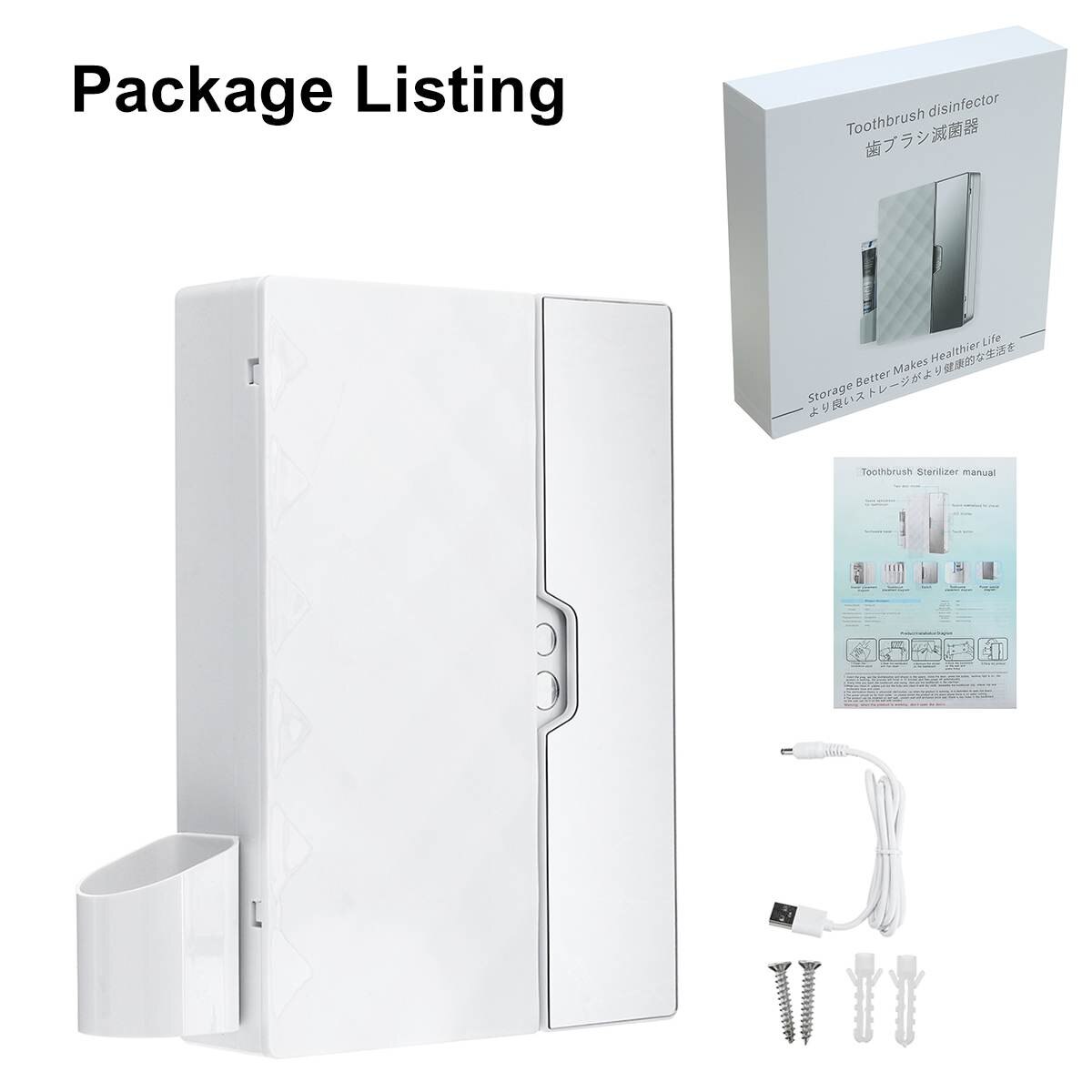 3 in 1 Ultraviolet Toothbrush Sterilizer Box UV Light USB Sterilizer Shaver Disinfection Bathroom Organizer Toothpaste Holder