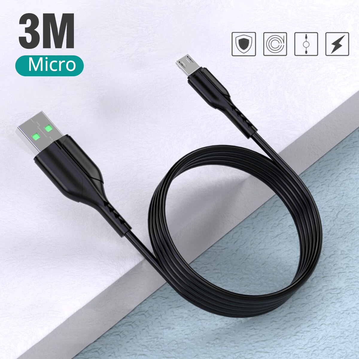 ANKNDO micro Cavo USB 3m 5m USB Tipo C Cavo Veloce Cavo Del Caricatore Del Telefono per Samsung Huawei Xiaomi androide Del Telefono Cavo di Ricarica: 3m micro usb