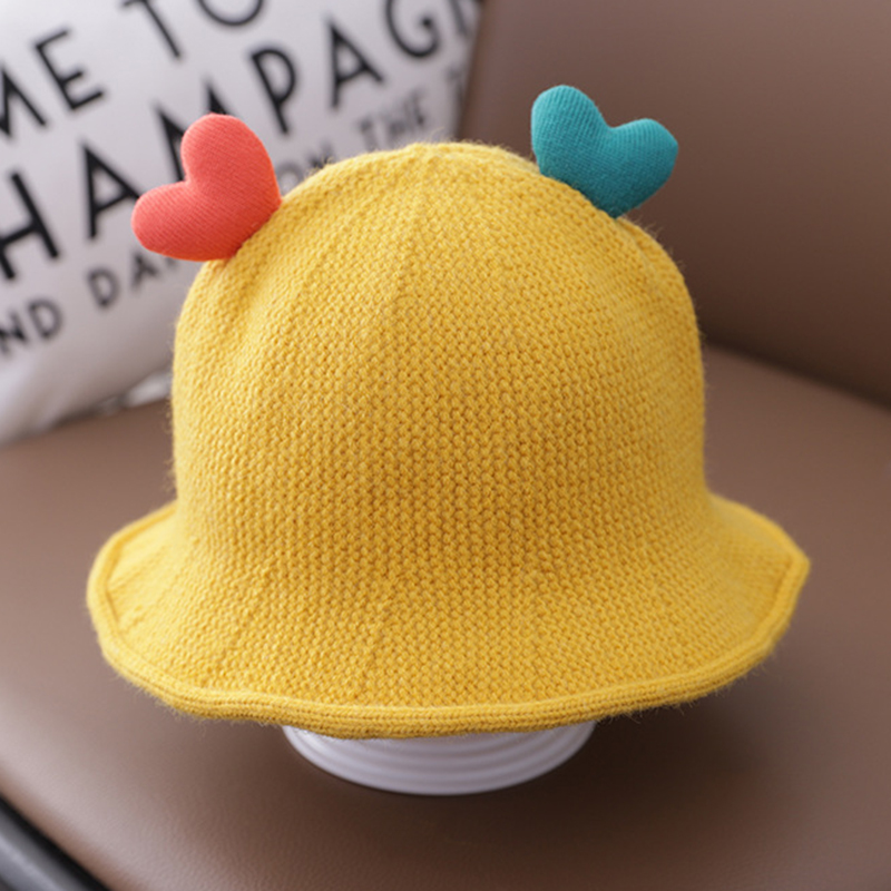 Sombrero de cuerno en forma de corazón para niños, sombreros tejidos, bonito sombrero para niños, de cumpleaños y T8: Amarillo