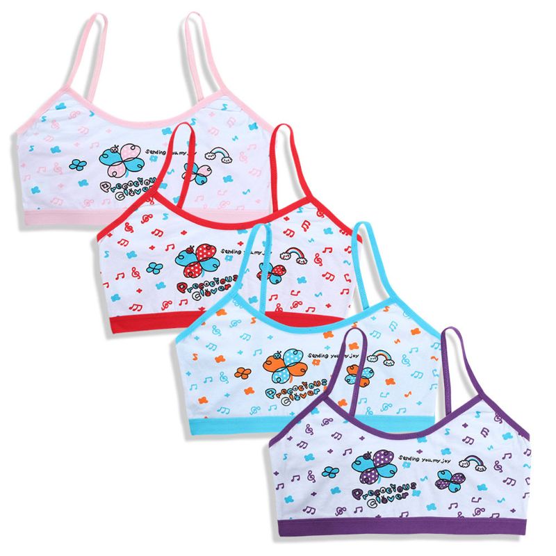 Girls Bra Underwear Lingerie Kids Teens Teenage Young Adolescente 8-14Years Student Cotton Cartoon Print Undewear Tops 19QF