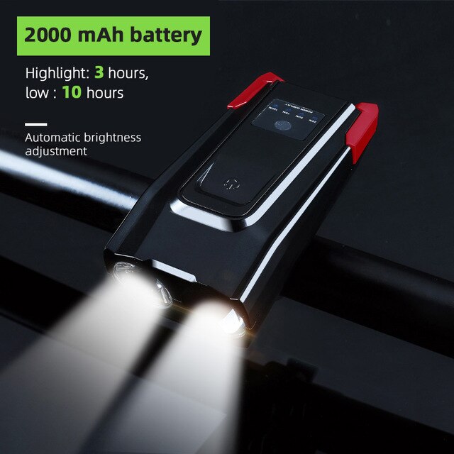4000 mAh Wasserdichte Fahrrad Licht Mit Horn USB Aufladbare 800 Lumen LED Licht Für Fahrrad Radfahren Vorderseite Lampe Fahrrad Zubehör: 2000 rot