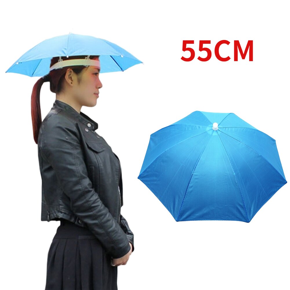 Outdoor Opvouwbare Hoofd Paraplu Hoed Zon Cap Anti-Regen Anti-Zon Vissen Golf Fietsen Wandelen Camping Schaduw paraplu Hoed: Bruin
