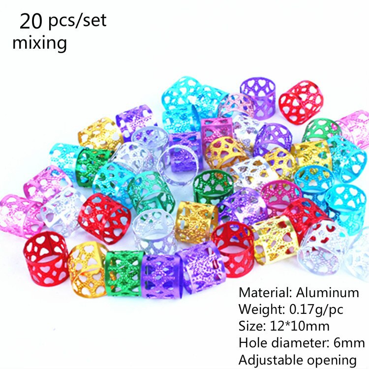 20 Stck Silber Goldene Haar Perlen für Dreadlocks Haar Geflecht Rohre Manschetten Perlen Einstellbare Dreadlock Korn Clip 12*10mm: Ursprünglich Titel