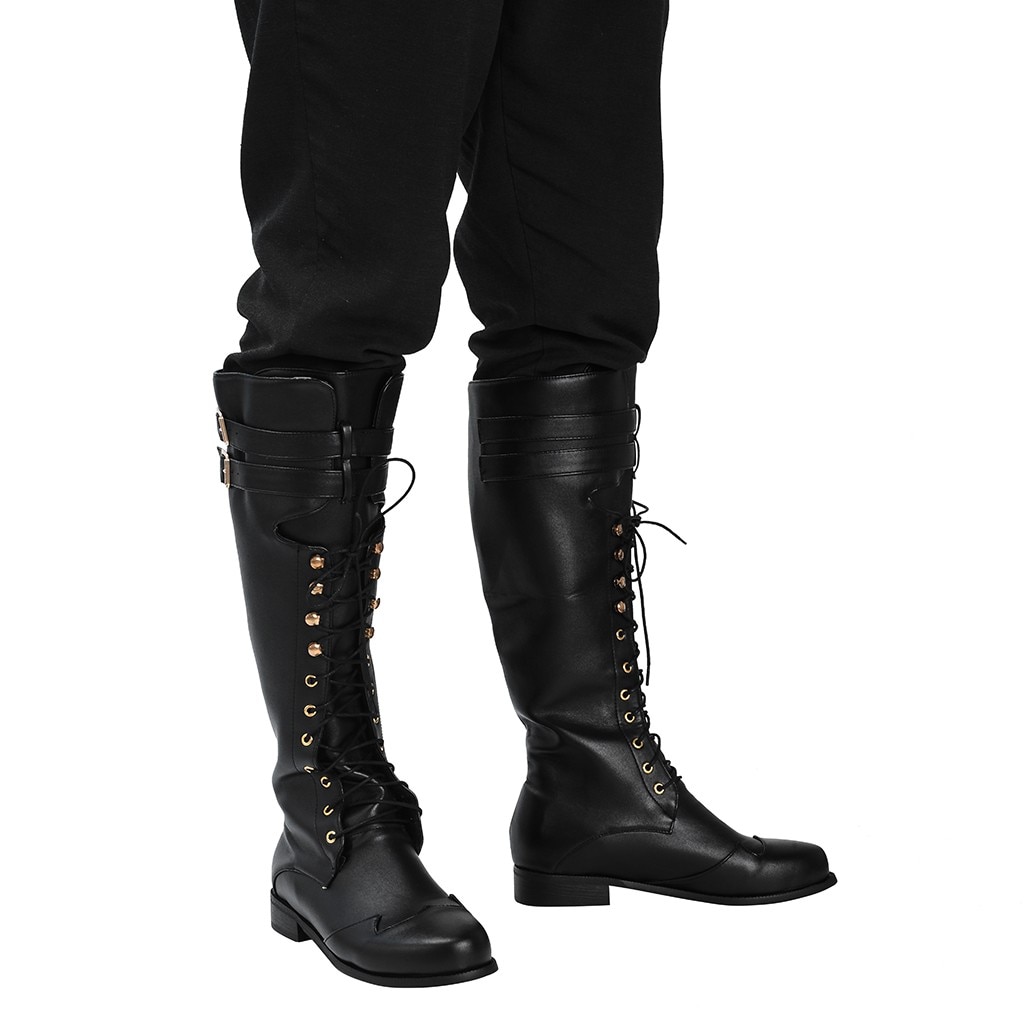Herre retro cool snøre støvletter mandlige sko vinter lang western under knæ ridder stil klassiske motorcykel støvler botas hombre