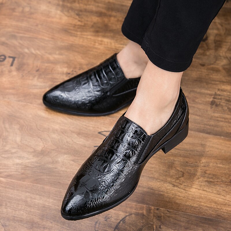 Men's Leather Shoes Man Pointed Toe Formal Wedding Shoes Male Flats Dress Shoes