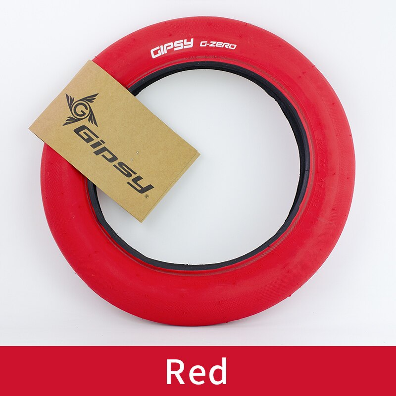 Pneus de vélo 12 pouces pour enfants, pneu lisse, 1.75g, 10 couleurs, 12x240, 60TPI,: Red