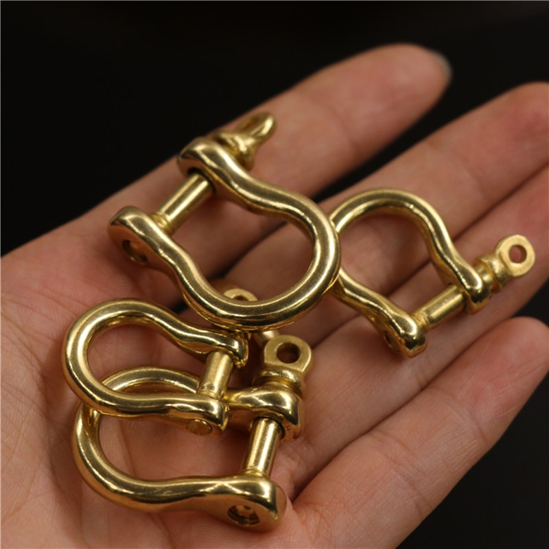 Solid Brass Carabiner D Bow Shackle Fob Key Ring Keychain Hook Screw Joint Connector Buckle