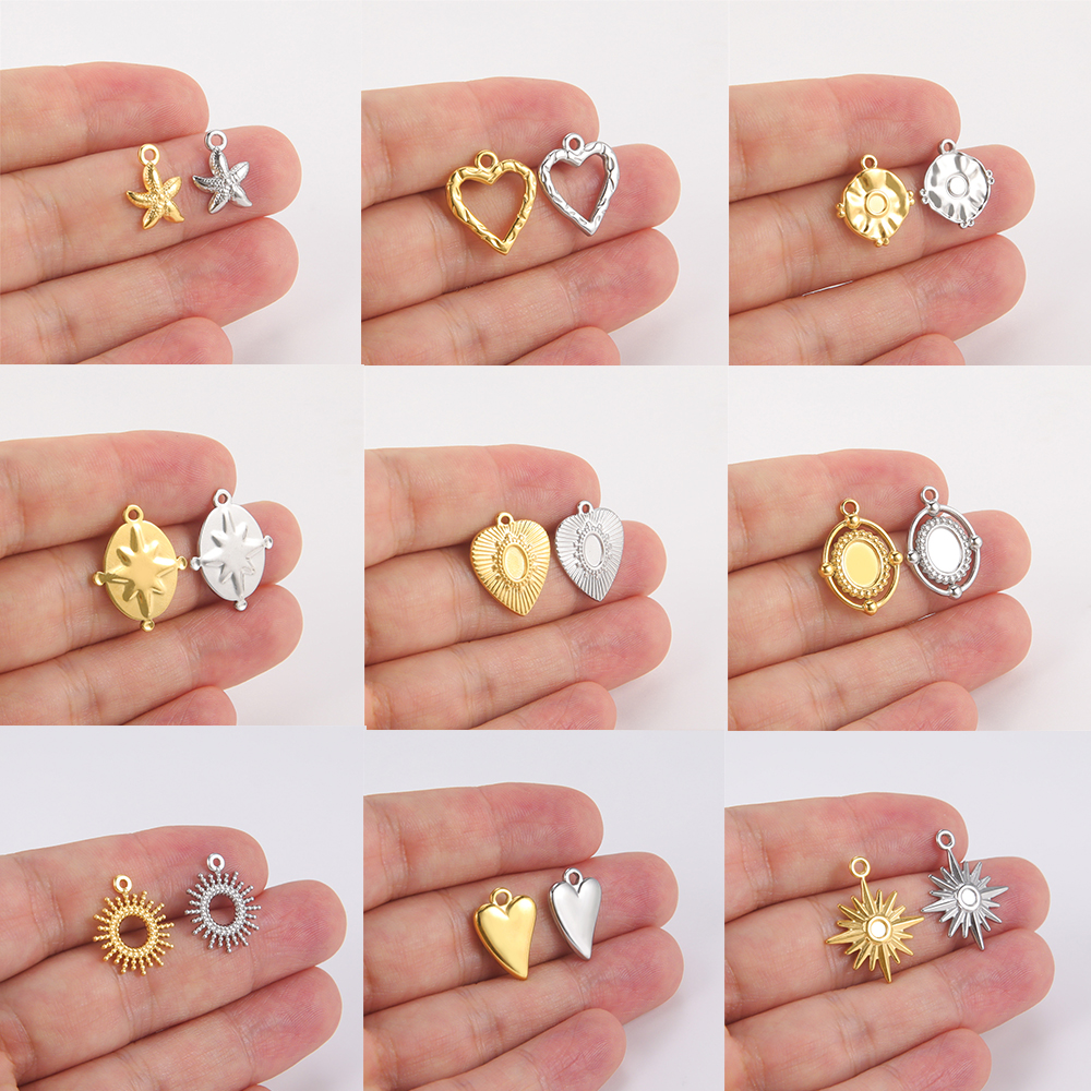 5 stks/partij Zeester Liefde Harten Bedels Voor Handgemaakte Sieraden Diy Rvs Kettingen Armbanden Hangers Accessoires