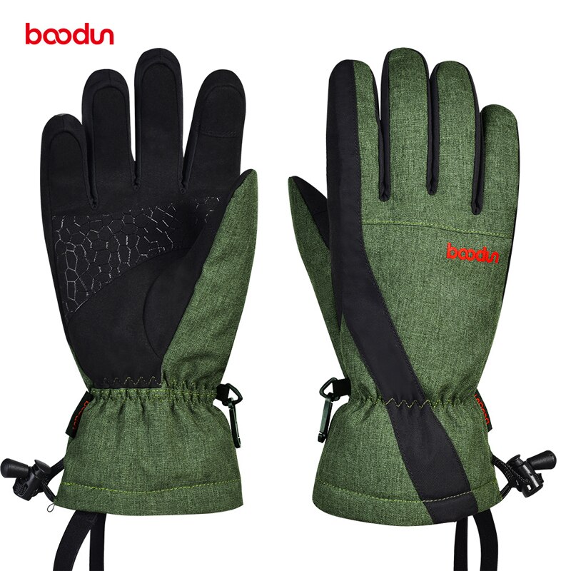 Masculino feminino luvas de esqui separado dedo impermeável lã térmica quente neve esqui snowboard luvas de inverno esportes ao ar livre luvas: green / S