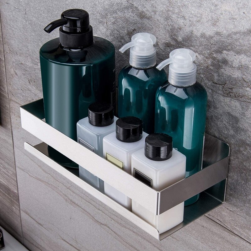 Self Adhesive Shower Shelf - Bathroom Shelf Stick on Wall Shower Caddy Stainless Steel