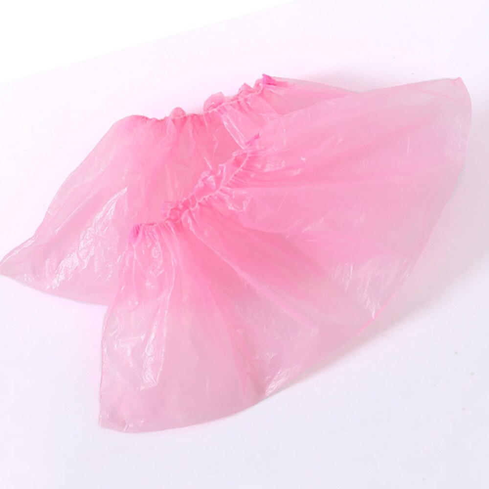 50/250pairs Disposable Shoe Covers Waterproof Safety Boot Shoes Cover Plastic Elastic Protective Homes Overshoes: Pink / 50pairs