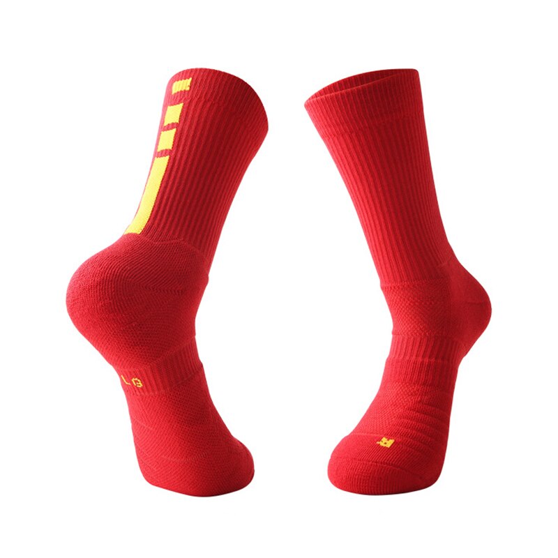 Voksne mænds basketballsokker tyk bund slidstærke sportssokker til jogging løbende atletiske sokker: Rød