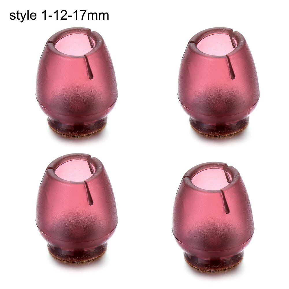 4Stck/einstellen Silikon Sessel Bein Kappen Fuß Pads Möbel Tabelle Abdeckungen Socken umhauen Beschützer runden Unterseite nicht-Unterhose Tassen: Stil 1-12-17mm