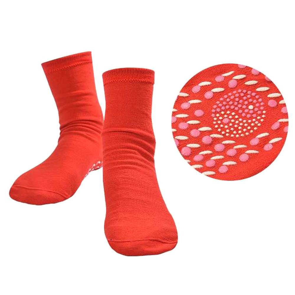 Chaussettes magnétiques de thérapie magnétique auto-chauffantes, 1 paire, confortables, respirantes, pour Ski d'hiver, Fitness, Sport, pour hommes et femmes: Rouge