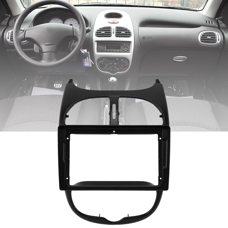 9 Inch 2Din Car Dashboard Frame DVD Frame Radio Panel Frame Navigation Panel for Peugeot 206 2004: Default Title