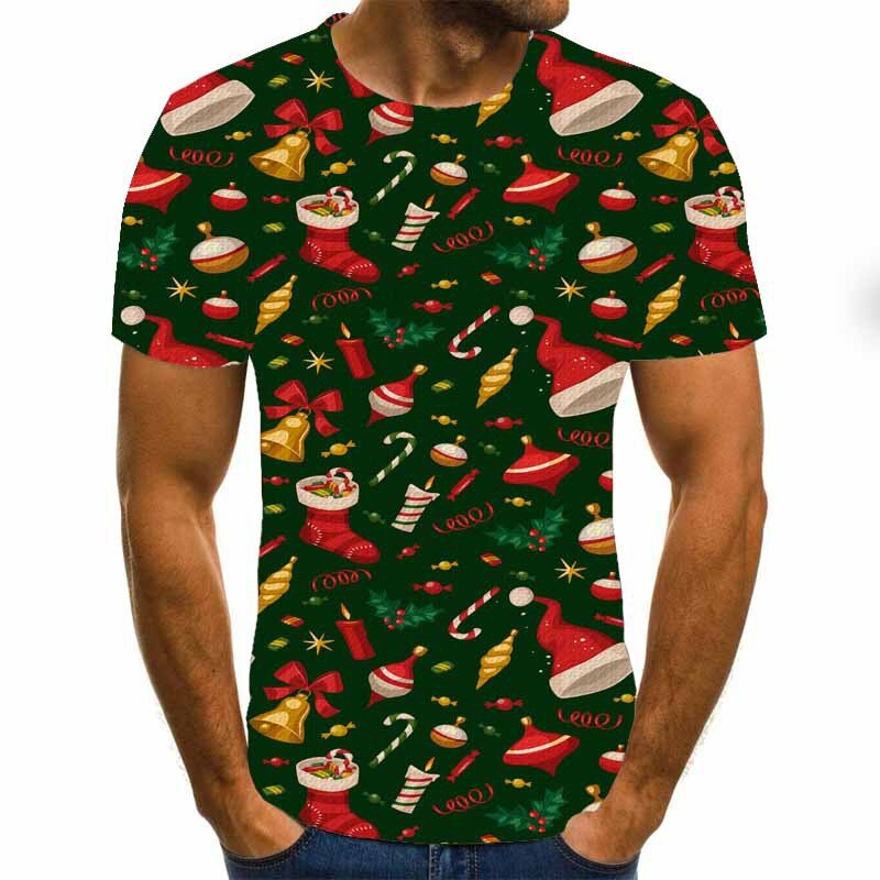 Jule t-shirt mænd womenslim fit kortærmet tee shirt homme harajuku xmas fest tshirt mænd streetwear tøj: 6xl