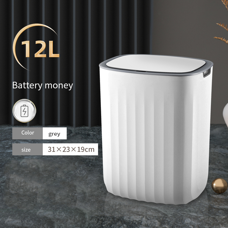 Smart Sensor Prullenbak Thuis Elektronische Automatische Prullenbak Badkamer Wc Waterdicht Smalle Vuilnis Vuilnisbak Keuken Grote: Battery grey 12L