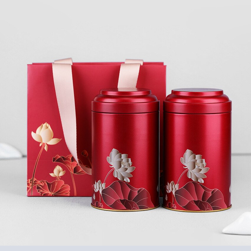 100-125g pojemność herbata zamknięty zbiornik średniej wielkości okrągłe blaszane pudełko na herbatę: 2szt czerwony
