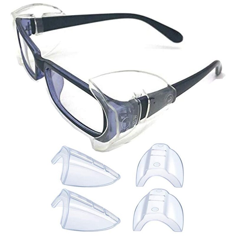 Protectores laterales para gafas de seguridad, protector lateral transparente antideslizante para gafas de seguridad, se adapta a anteojos pequeños y medianos, 12 pares