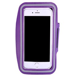 Waterproof sports arm with mobile phone for iphone xiaomi huawei 5 inches or less equipped with sports belt bag: Purple 