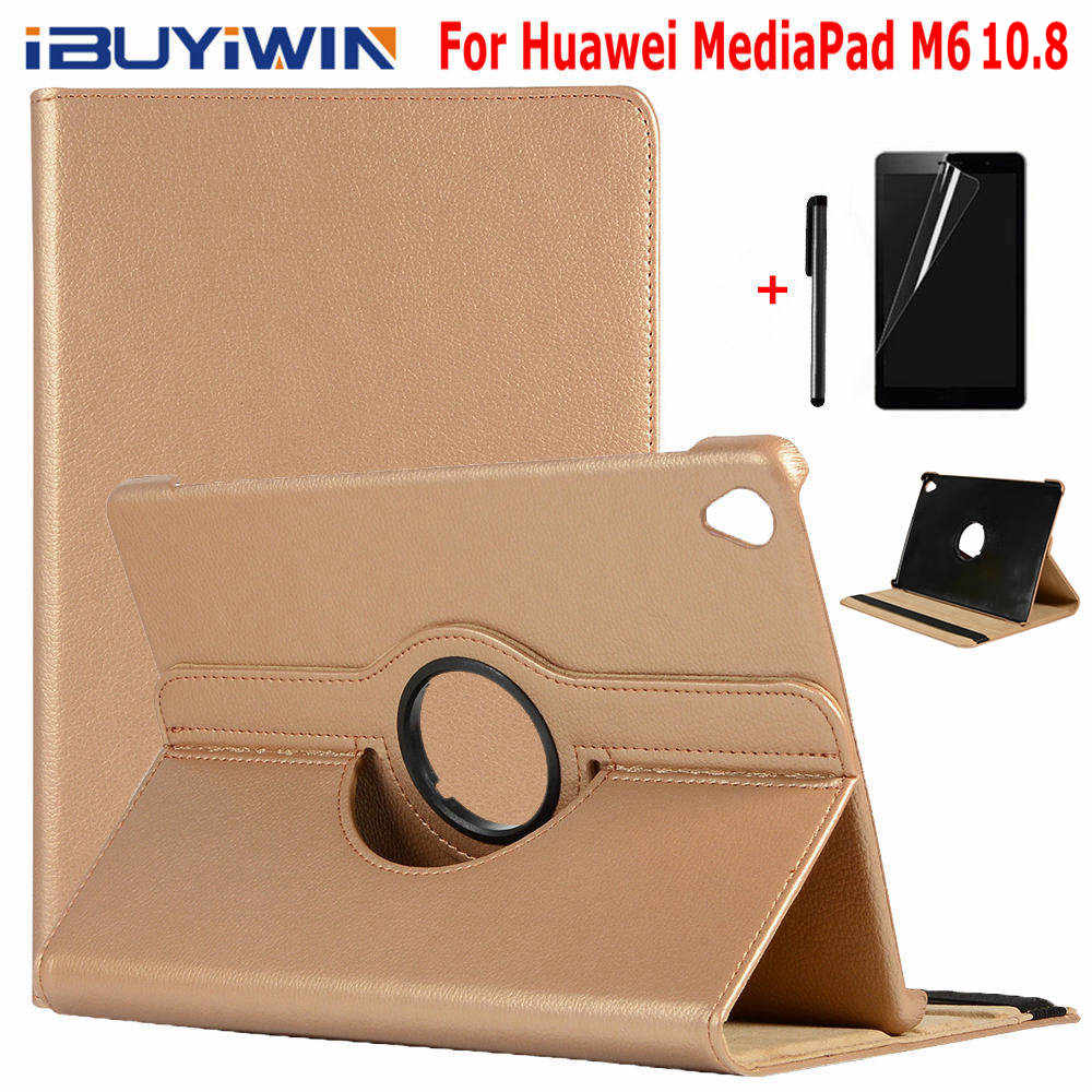 iBuyiWin 360 Degree Rotating Smart PU Leather Cover for Huawei MediaPad M6 10.8 Tablet Funda Case for M6 Pro 10.8" Capa+Film+Pen