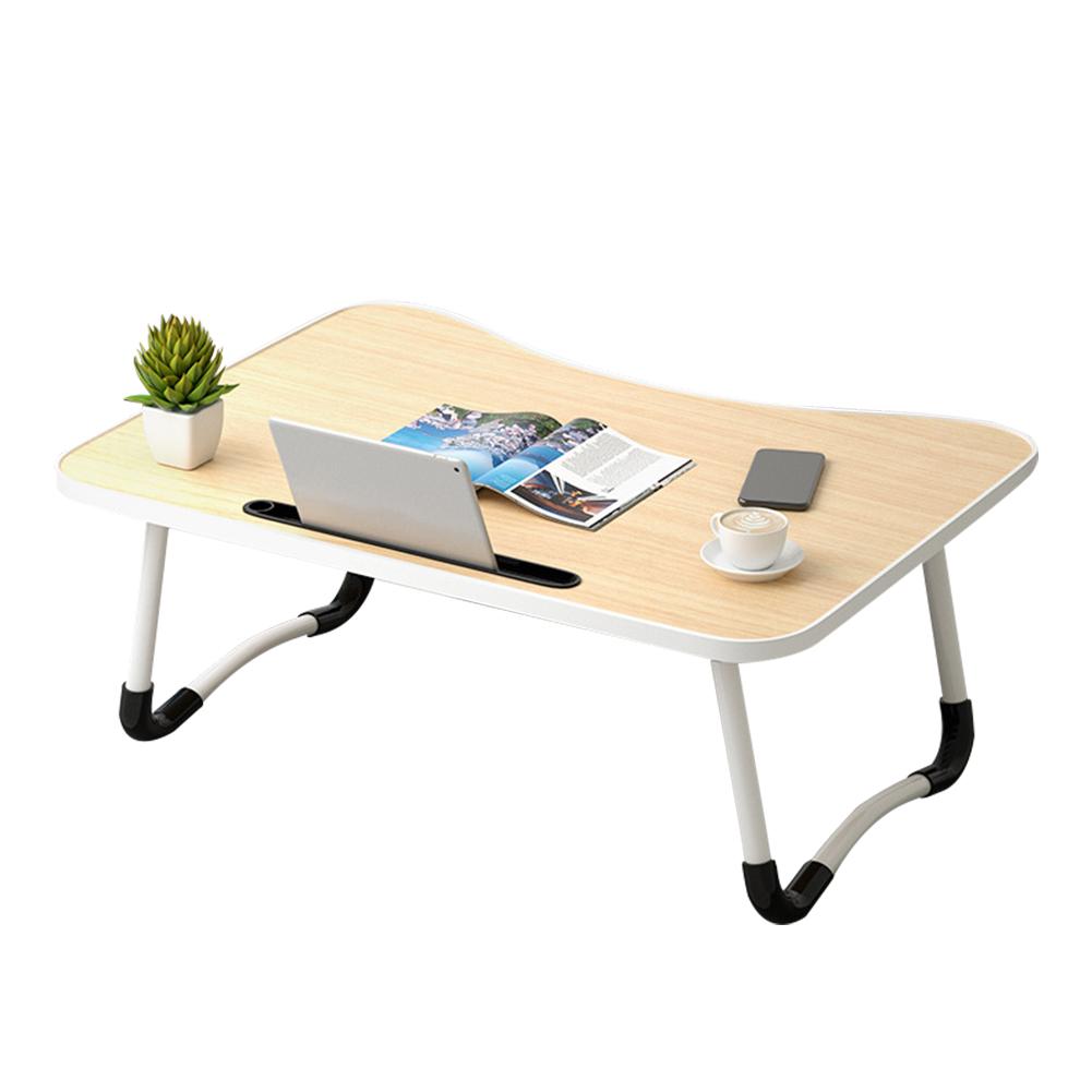 Laptop Bureau Opvouwbare Draagbare Bed Tafel Multifunctionele Lade Met Antislip Katoen Pads Voor Home Camping: White