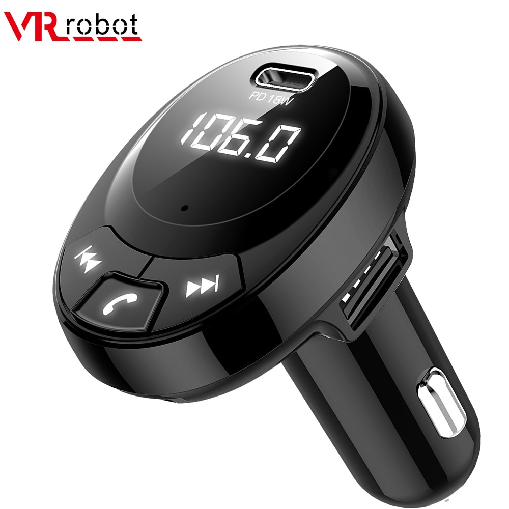 VR robot Bluetooth Auto Fm-zender Draadloze Handfree Carkit Stereo Auto MP3 Speler Ondersteuning Usb Disk Tf Card Met Type C pd Snelle Lading