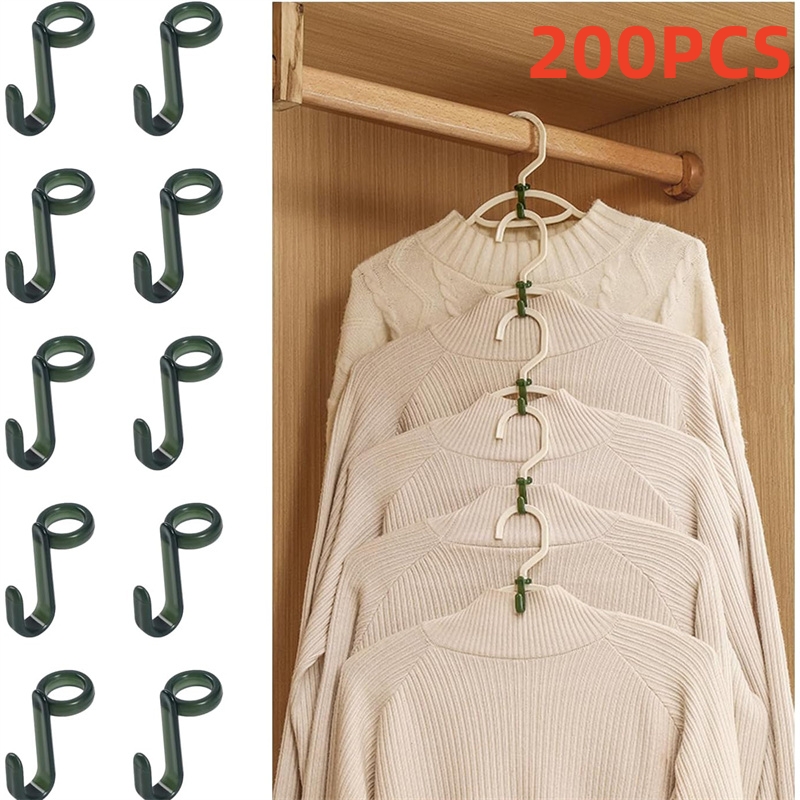 Mini cintres pour connecteurs de placard, crochets en cascade en plastique, organisateur de manteaux de placard, gain d'espace, 50/100/200 pièces