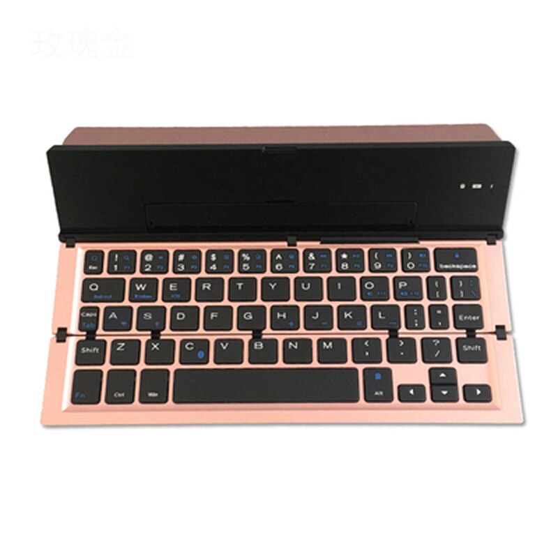 Ultra-thin Folding Blue-tooth Keyboard For Universal Android Tablet Phone Mini Wireless Keyboard: Rose Gold