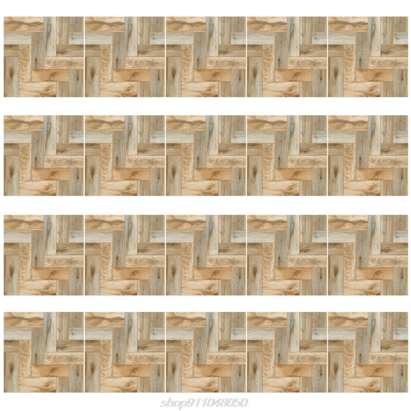 20pcs Imitation Wood Grain Tile Floor Wall Stickers DIY Self Adhesive Kitchen Bathroom Home Decoration A01 21: C