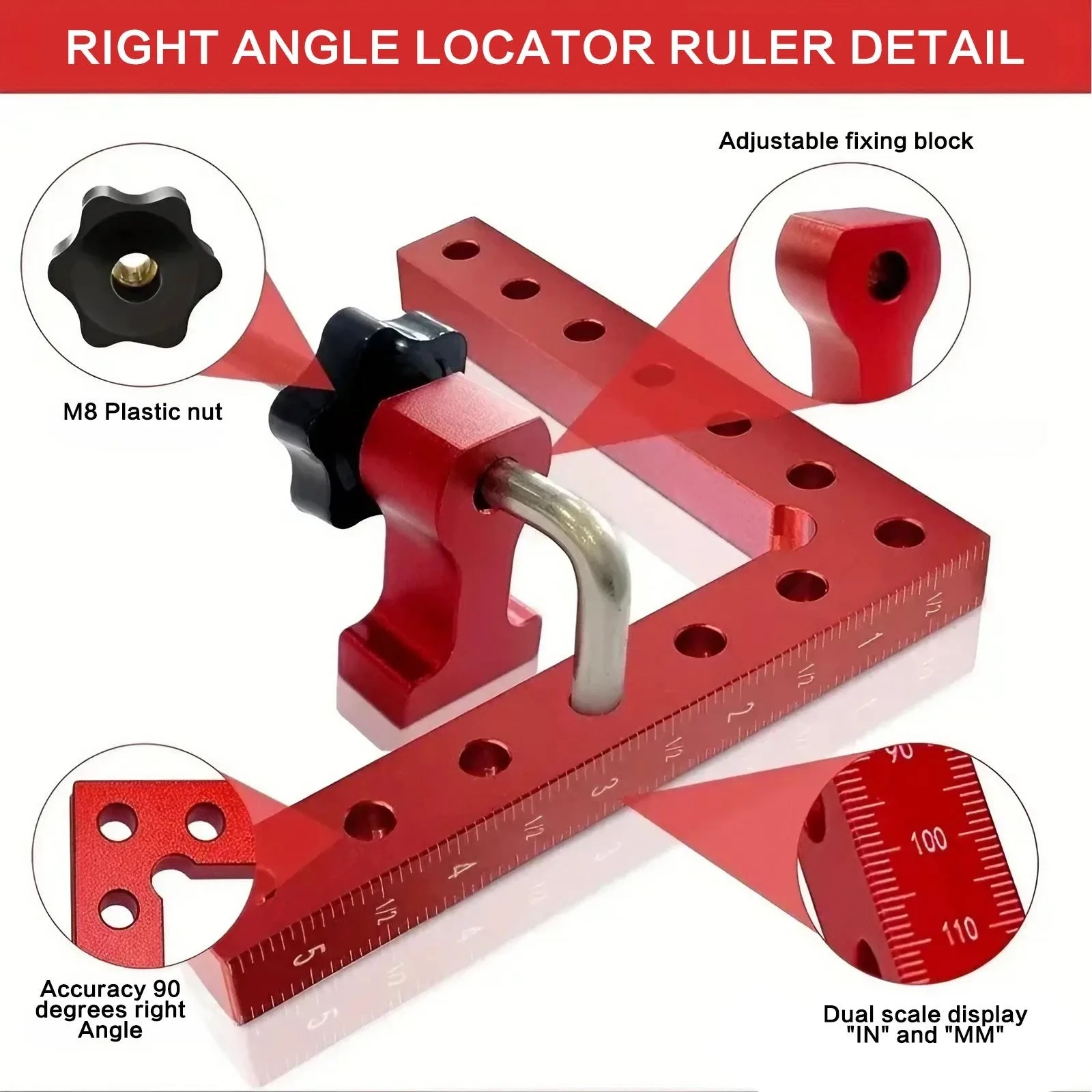 6 st höghållfasta träbearbetningsklämmor i aluminiumlegering, 90 graders rätvinkel, gör-det-själv-träskarvning, hemprojekt