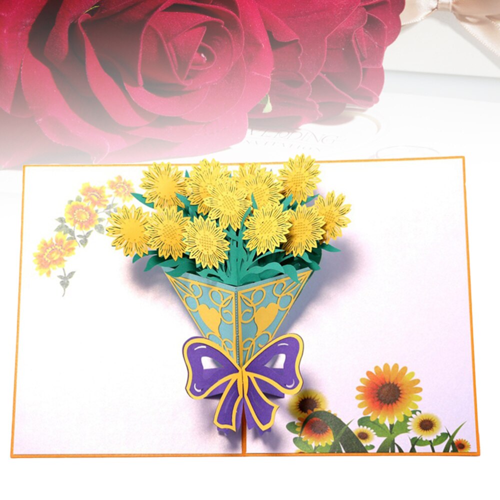3D Flower Greeting Sunflower Bouquet for Birthday Valentine's Day
