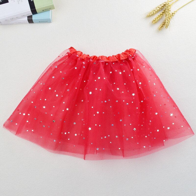 Gnistrande silver tutu kjol danskjol barn prinsesskjol liten lysande stjärna prick dekoration tutu kjol: Gules
