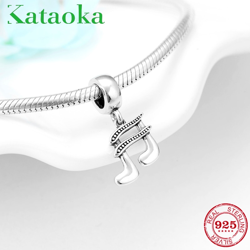 Authentic 925 Sterling Silver Beautiful Rhythm Note Pendants Diy Fit Original Kataoka Necklace Accessories Women Jewelry