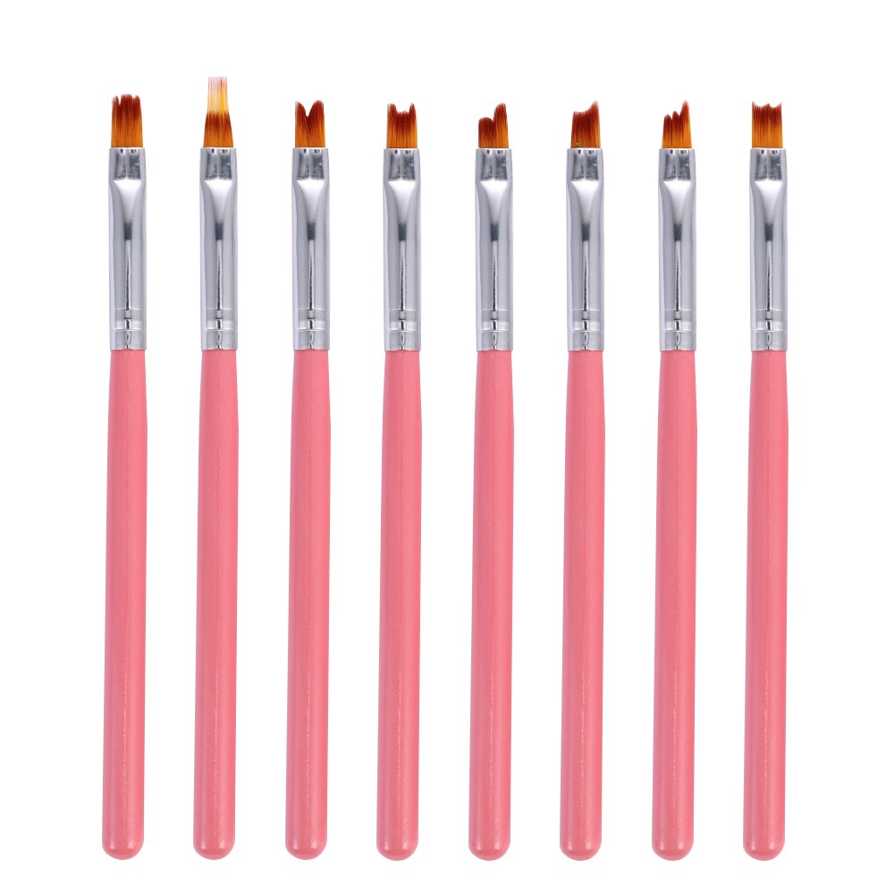 8 stk/sæt nail art franske børster smil halvmåne form gør-det-selv kronblad blomst gradient falme farve maleri tegning mintgrøn pen
