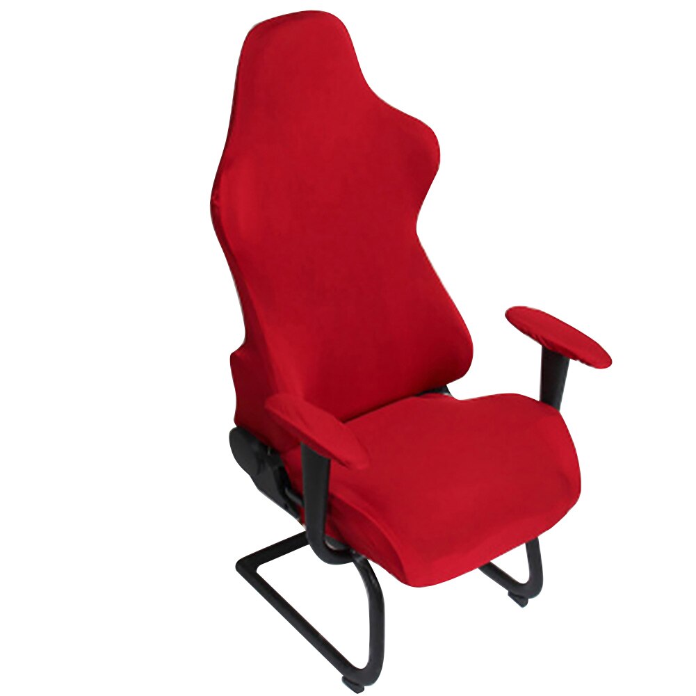 Housses de chaises en Polyester lavable | Sièges d'ordinateur, protection de jeu amovible pour bureau, fauteuils, décoration moderne en Spandex élastique: Wine Red