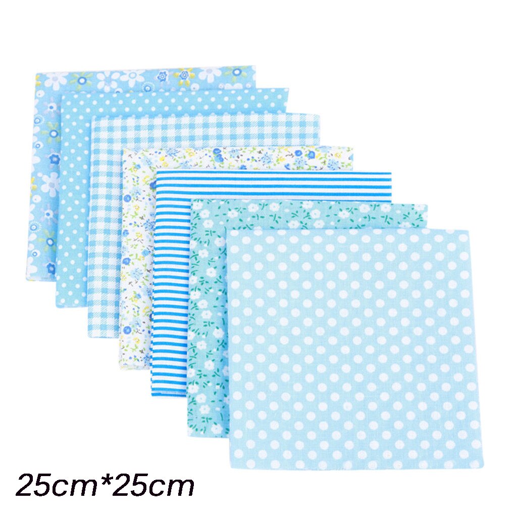 Lot de tissu artisanal en coton 7 pièces | Patchwork carrés Quilting couture, bricolage, motif Floral imprimé Patchwork, tissu en coton: Blue 