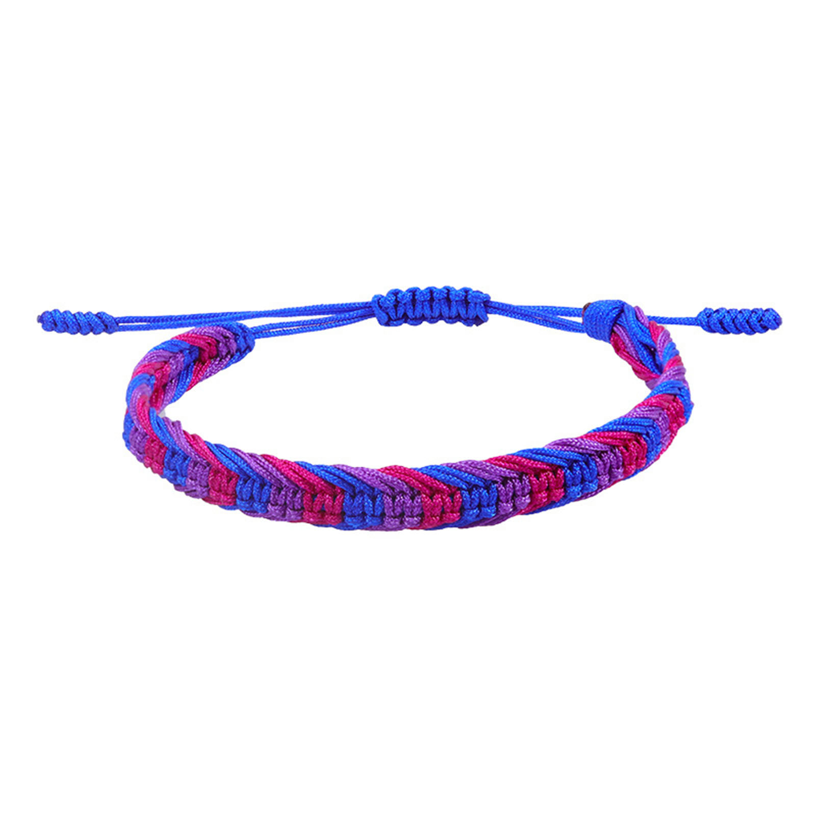 Pulseras de amistad trenzadas con hilo ondulado bohemio de poliéster, tejido étnico Multicolor texturizado ajustable de 15cm-27cm de largo, 1 ud.: Cobalto violeta