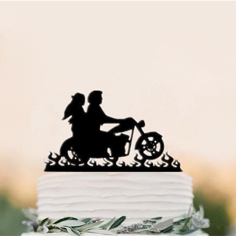 gemischt Lustige Stil Motorrad Paar Hochzeit Kuchen Deckel Acryl Braut Und Bräutigam Kuchen Deckel Herr & Frau Fahrrad Kuchen Deckel: Stil 1