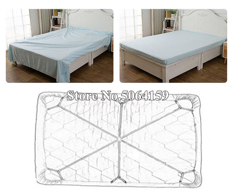 Pinzas para hojas de cama sujetadores de 3 vías y 6 lados tirantes elásticos sujetadores de sábanas sujetadores de colchón-ajuste ajustable