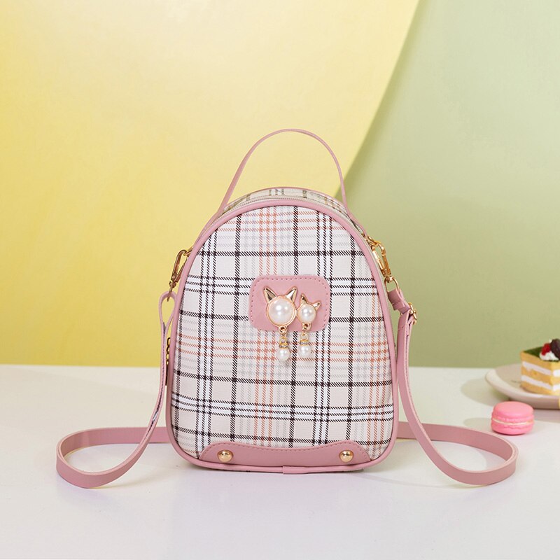 Vento Marea Mini Backpack Crossbody Bag For Teenage Girls Plain Small Women Shoulder Purse Korean Style Convertible Bag: Pink backpack