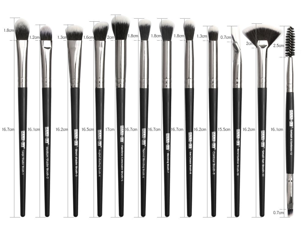 Make-Up Kwasten 12Pcs Eye Make-Up Kwasten Set Met Cosmestic Tas Oogschaduw Blending Make Up Borstel Voor Make-Up Beauty gereedschap Kit